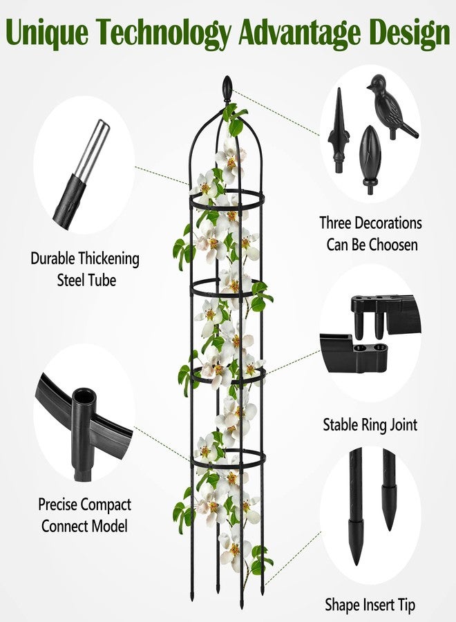 Miuwauer 2 Pcs Garden Obelisk Trellis for Climbing Plants Outdoor 6 Ft Rose Bush Round Trellis for Pots Rustproof Metal Plant Flower Trellises for Clematis Vine Jasmine Support Outdoor Indoor - Image 4